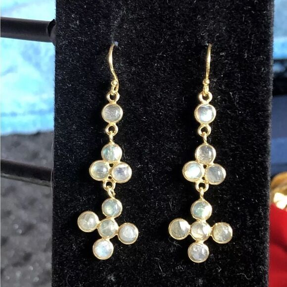 Malagasy Labradorite Dangle Earrings in 14k yg/ Sterling Silver 4.60 - Picture 6 of 10